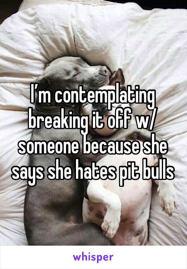 I’m contemplating breaking it off w/ someone because she says she hates pit bulls