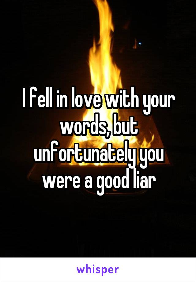 I fell in love with your words, but unfortunately you were a good liar