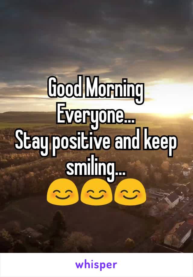 Good Morning Everyone...
Stay positive and keep smiling...
😊😊😊