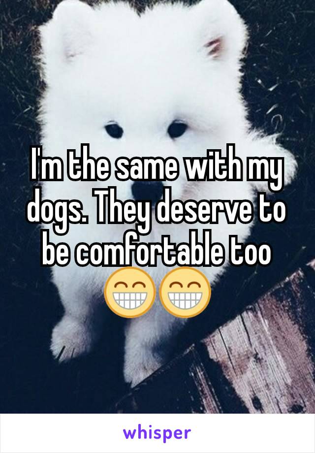 I'm the same with my dogs. They deserve to be comfortable too 😁😁