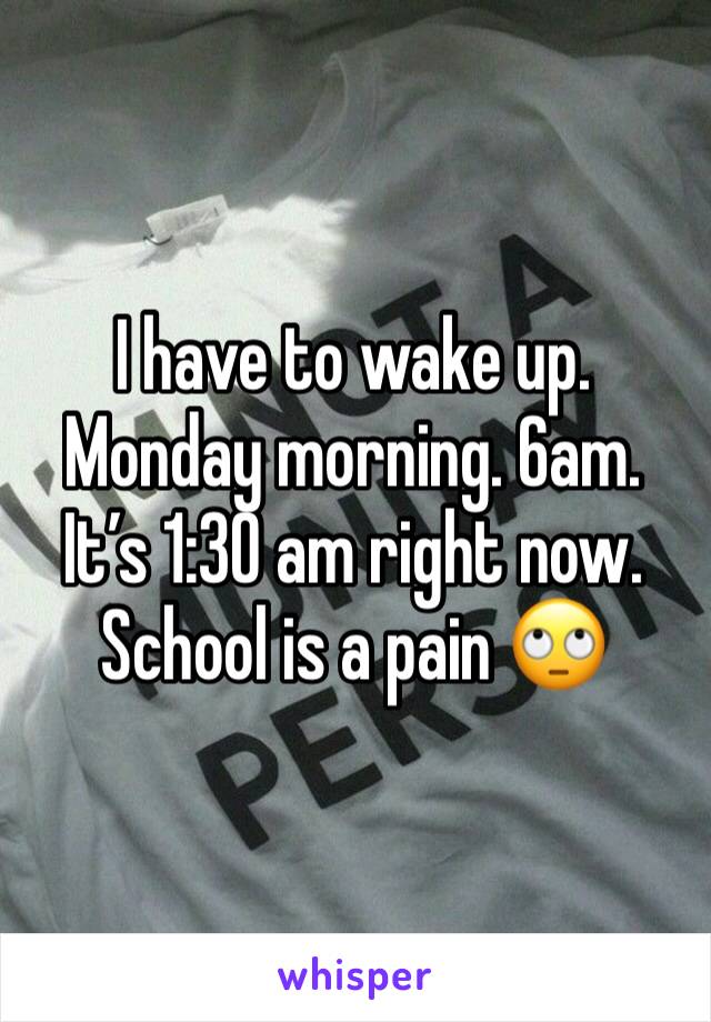 I have to wake up. Monday morning. 6am. It’s 1:30 am right now. School is a pain 🙄