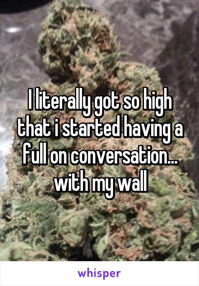I literally got so high that i started having a full on conversation... with my wall