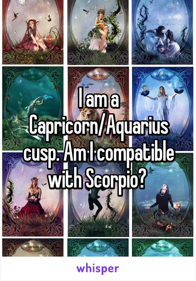 I am a Capricorn/Aquarius cusp. Am I compatible with Scorpio? 