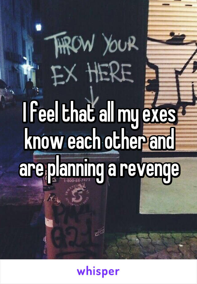 I feel that all my exes know each other and are planning a revenge