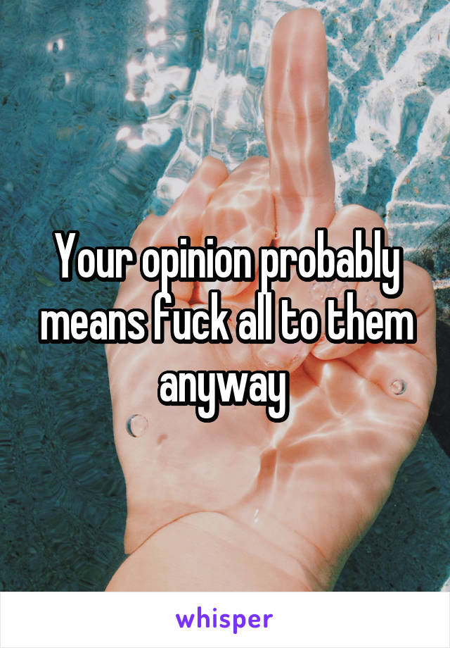 Your opinion probably means fuck all to them anyway 