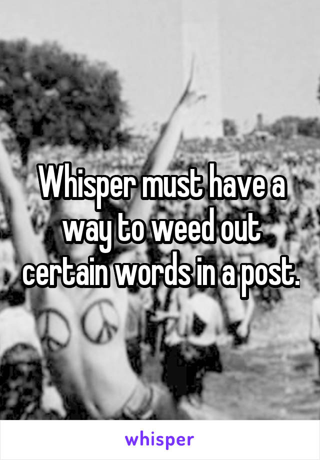 Whisper must have a way to weed out certain words in a post.