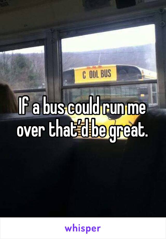 If a bus could run me over that’d be great. 