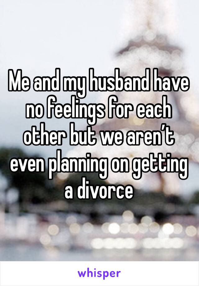 Me and my husband have no feelings for each other but we aren’t even planning on getting a divorce 