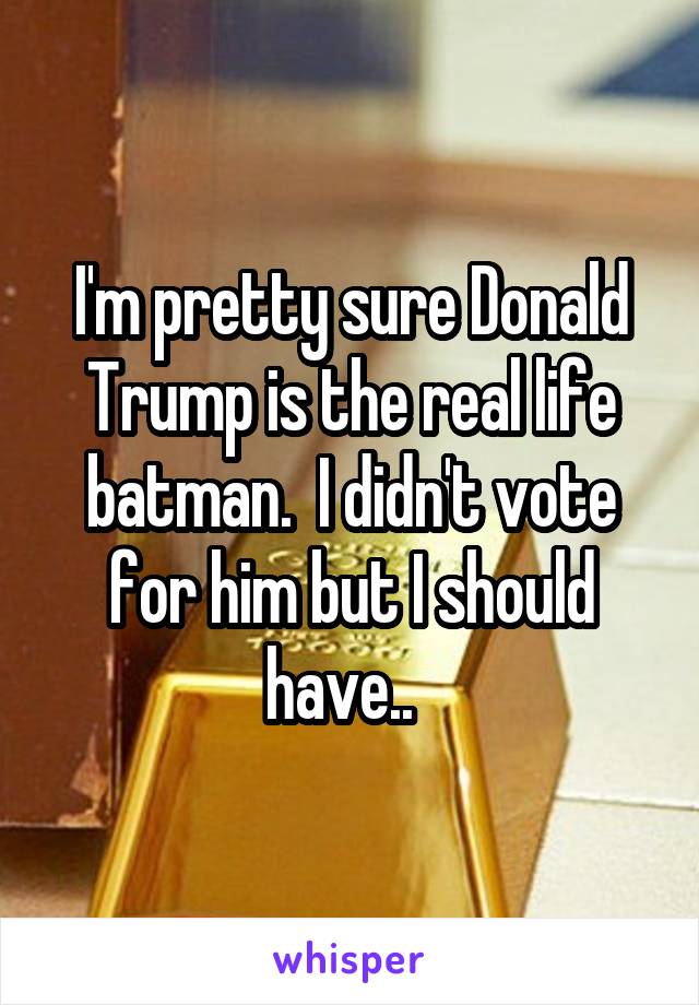 I'm pretty sure Donald Trump is the real life batman.  I didn't vote for him but I should have..  