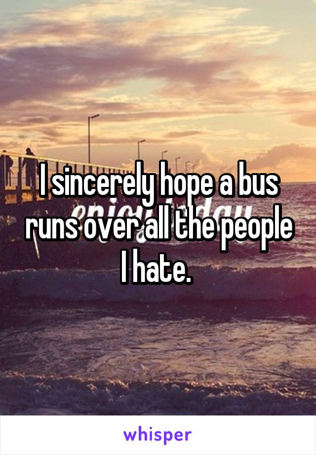 I sincerely hope a bus runs over all the people I hate. 