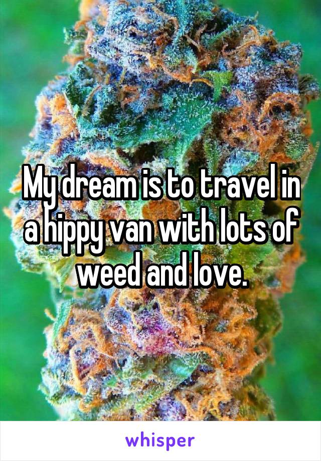 My dream is to travel in a hippy van with lots of weed and love.