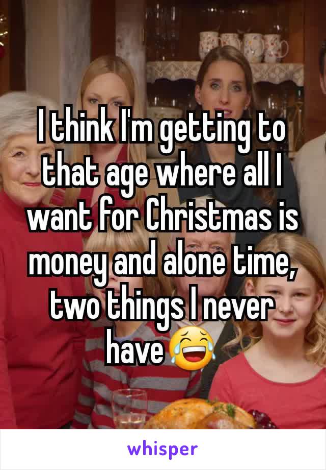 I think I'm getting to that age where all I want for Christmas is money and alone time, two things I never have😂