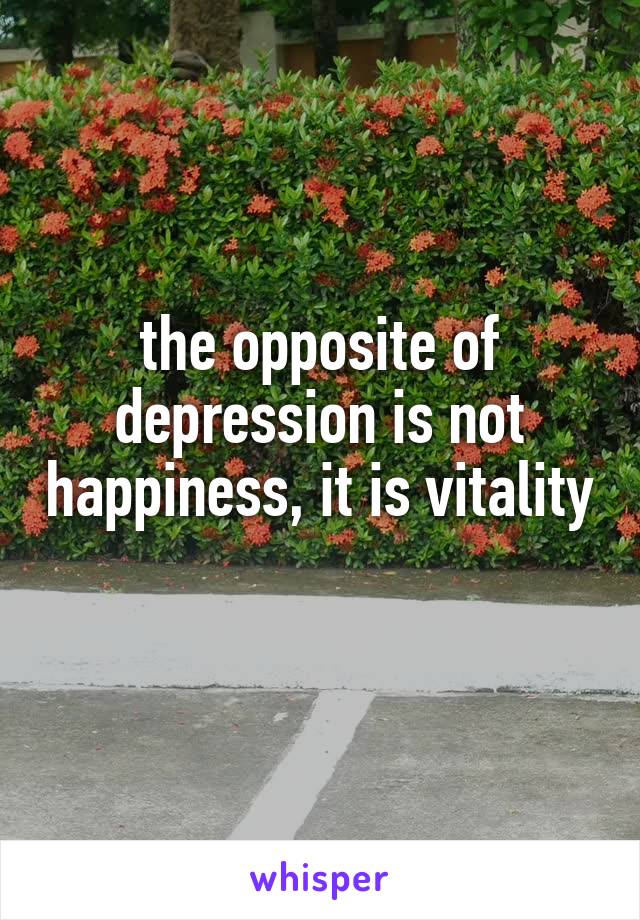 the opposite of depression is not happiness, it is vitality 