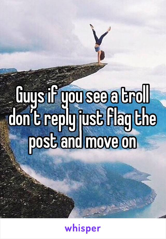 Guys if you see a troll don’t reply just flag the post and move on