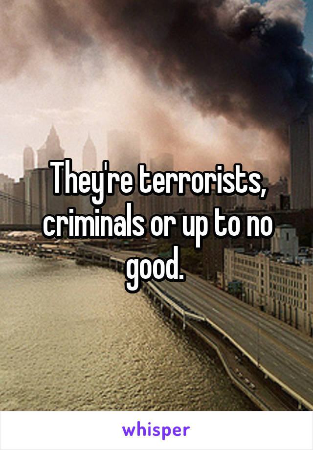They're terrorists, criminals or up to no good. 