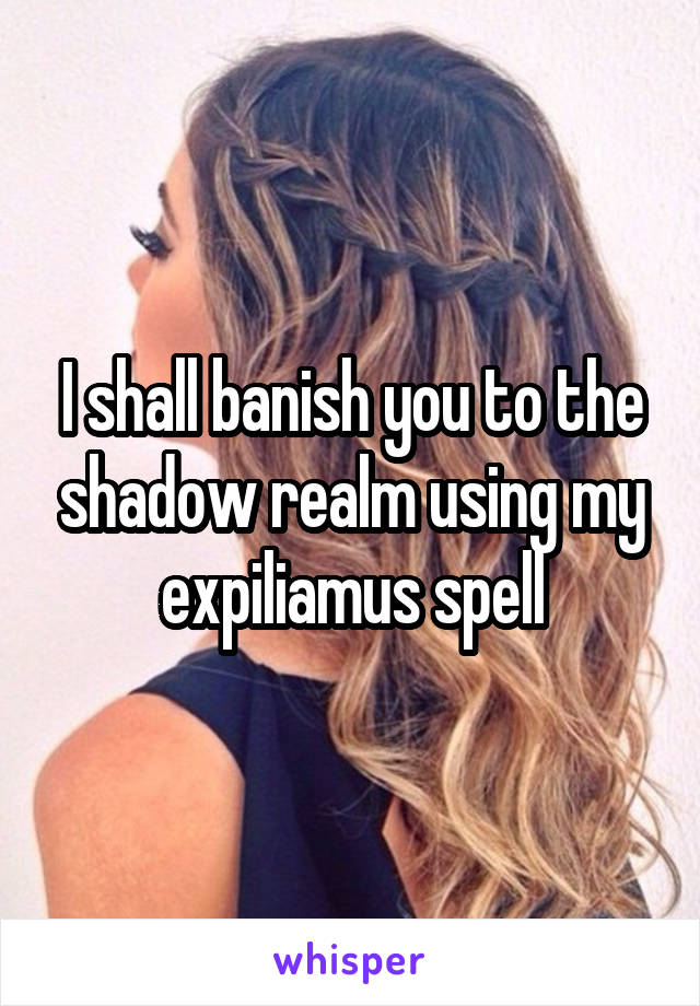 I shall banish you to the shadow realm using my expiliamus spell