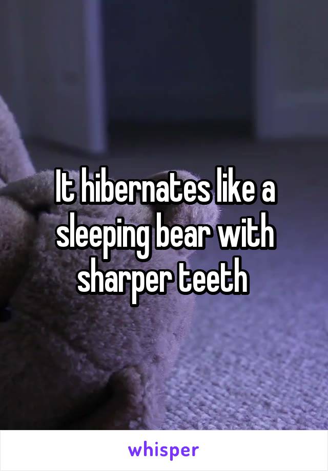 It hibernates like a sleeping bear with sharper teeth 