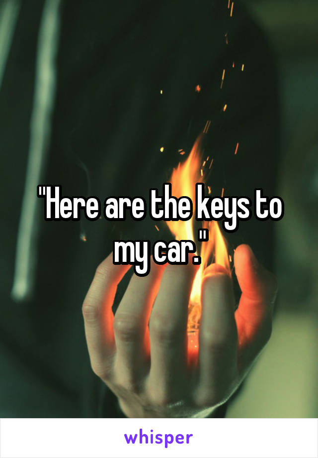 "Here are the keys to my car."