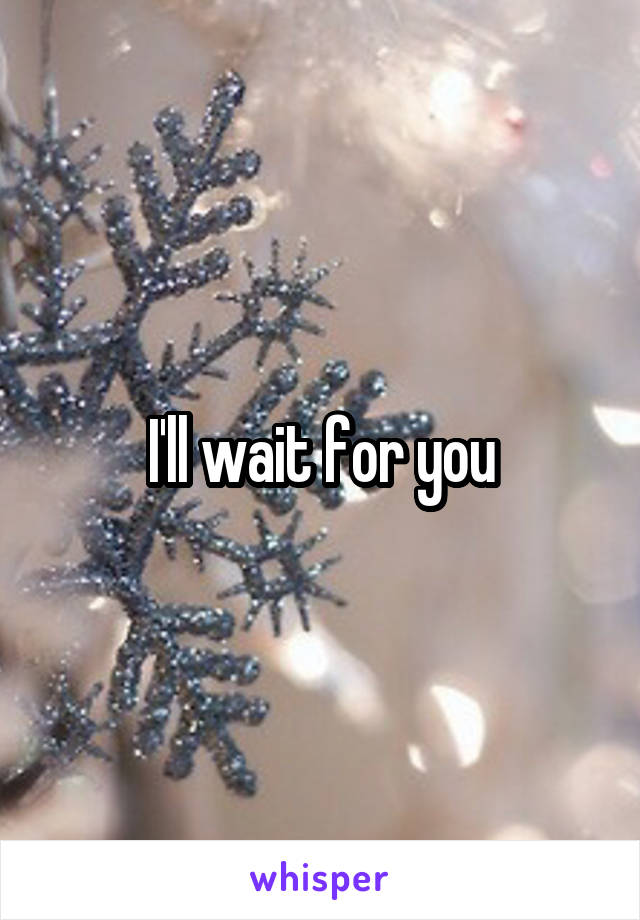 I'll wait for you