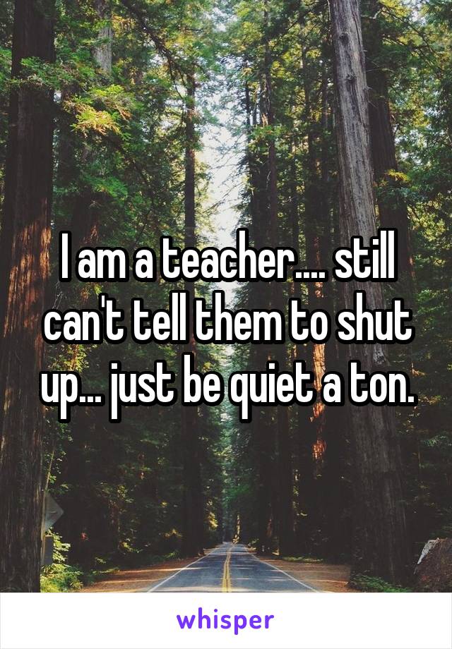 I am a teacher.... still can't tell them to shut up... just be quiet a ton.