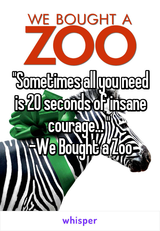 "Sometimes all you need is 20 seconds of insane courage... " 
-We Bought a Zoo