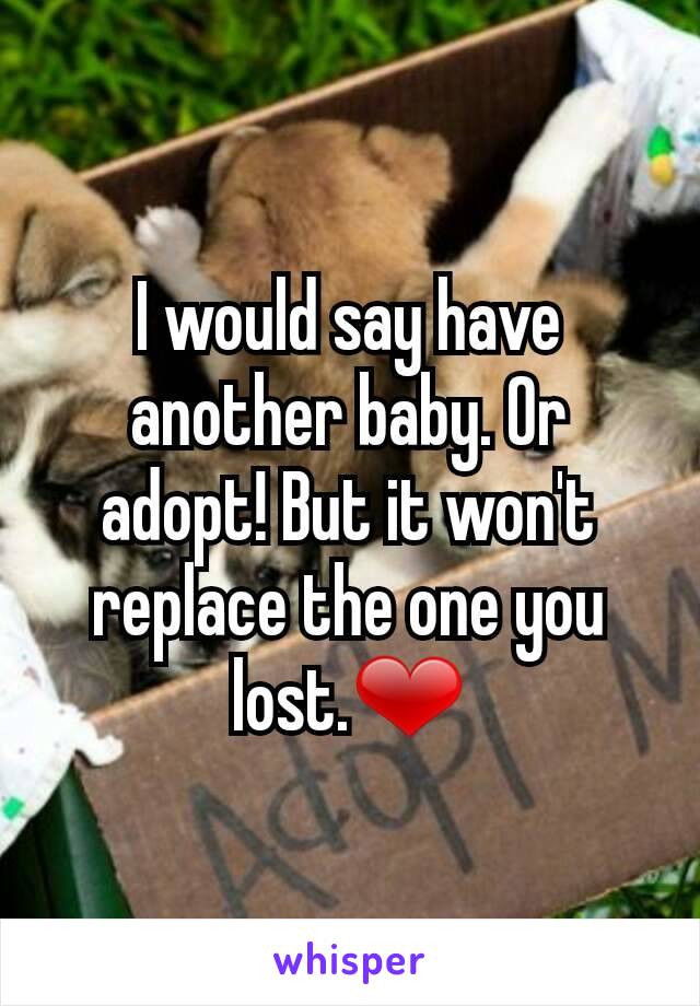 I would say have another baby. Or adopt! But it won't replace the one you lost.❤