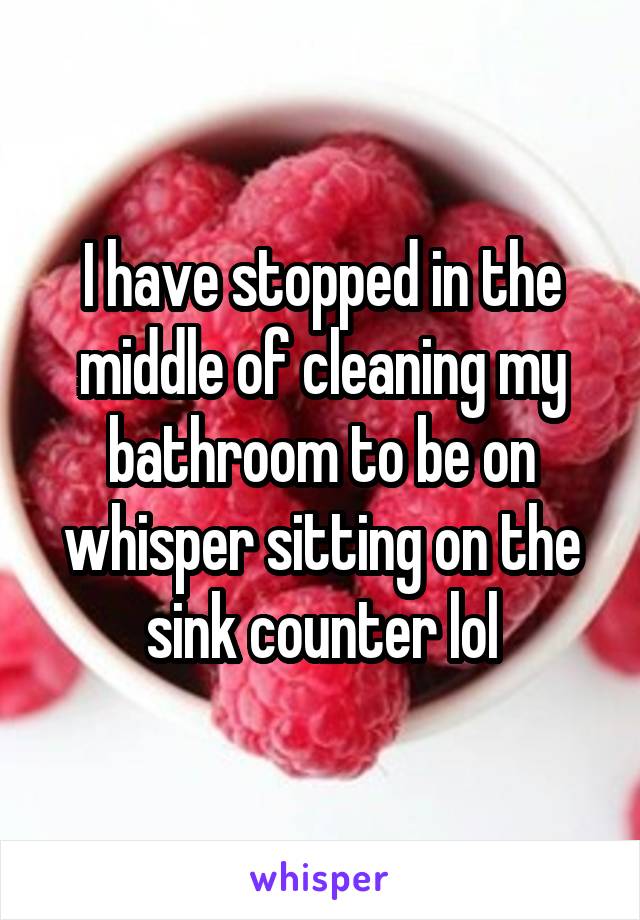 I have stopped in the middle of cleaning my bathroom to be on whisper sitting on the sink counter lol
