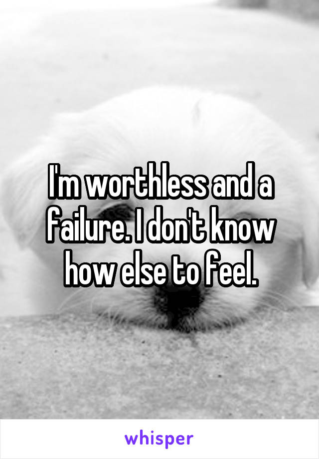 I'm worthless and a failure. I don't know how else to feel.