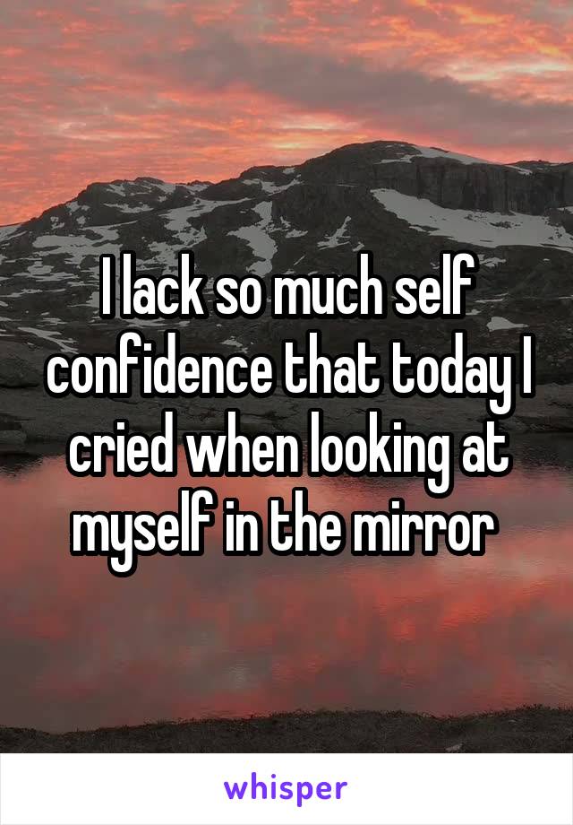 I lack so much self confidence that today I cried when looking at myself in the mirror 