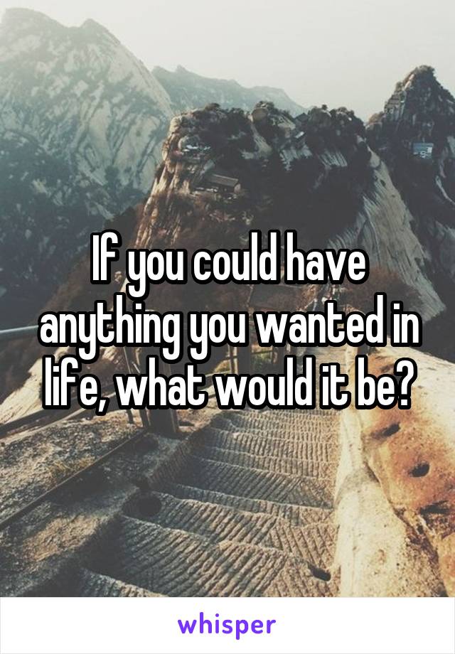 If you could have anything you wanted in life, what would it be?