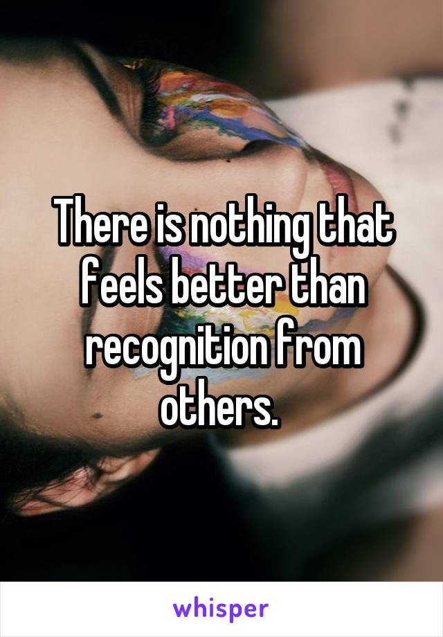 There is nothing that feels better than recognition from others. 