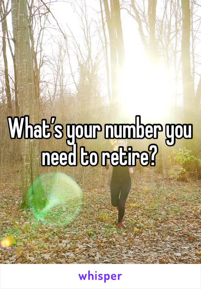 What’s your number you need to retire?