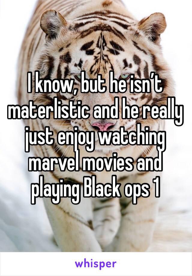 I know, but he isn’t materlistic and he really just enjoy watching marvel movies and playing Black ops 1