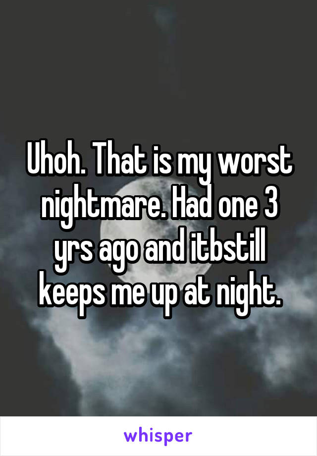 Uhoh. That is my worst nightmare. Had one 3 yrs ago and itbstill keeps me up at night.