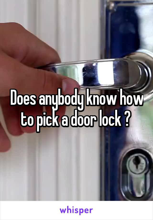 Does anybody know how to pick a door lock ? 