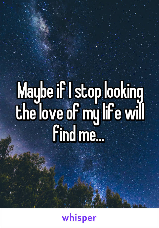 Maybe if I stop looking the love of my life will find me... 