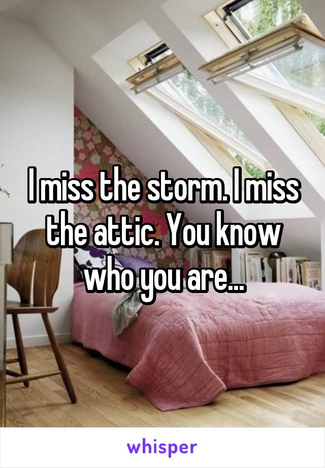 I miss the storm. I miss the attic. You know who you are...