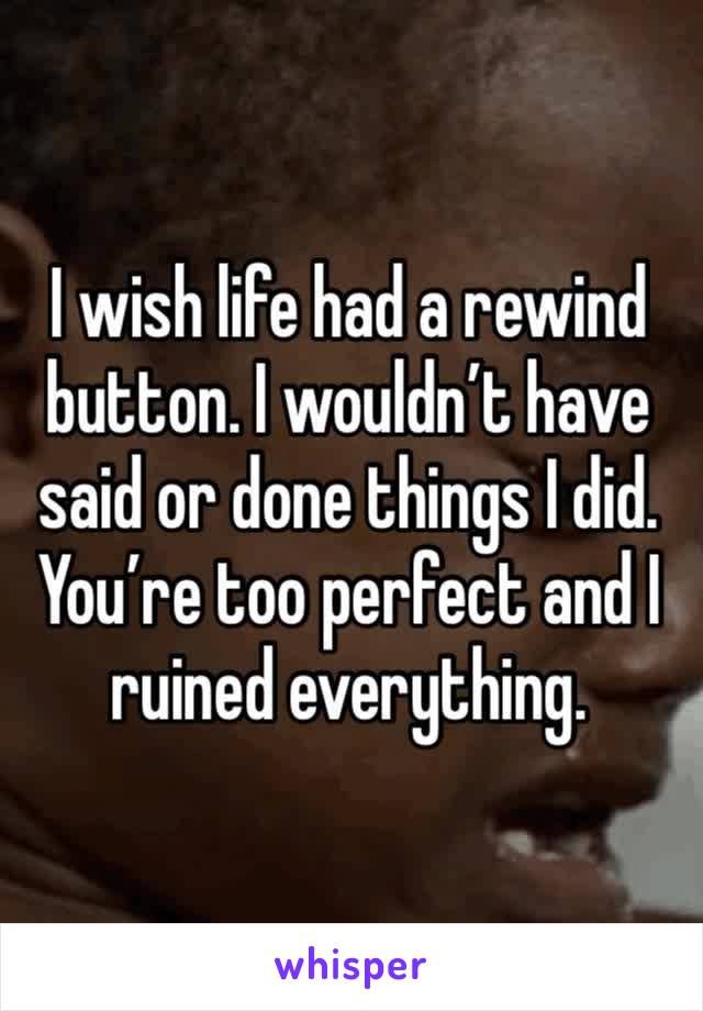 I wish life had a rewind button. I wouldn’t have said or done things I did. You’re too perfect and I ruined everything. 