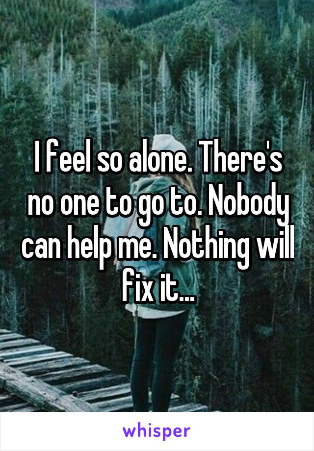 I feel so alone. There's no one to go to. Nobody can help me. Nothing will fix it...