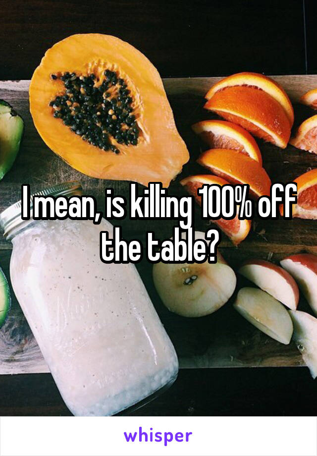I mean, is killing 100% off the table?