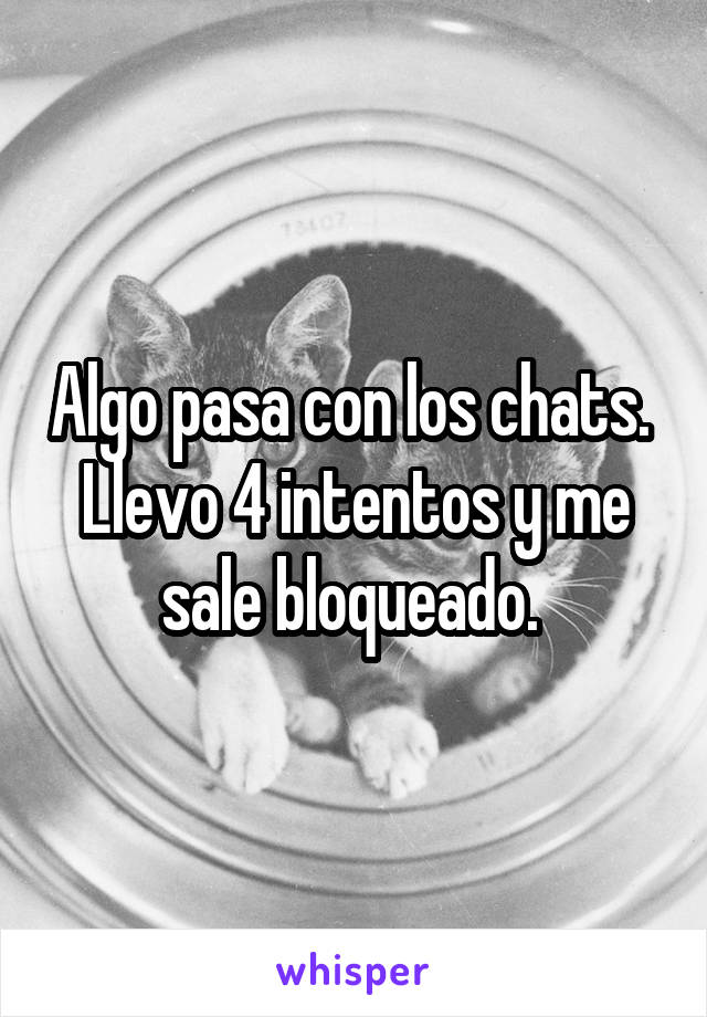 Algo pasa con los chats. 
Llevo 4 intentos y me sale bloqueado. 