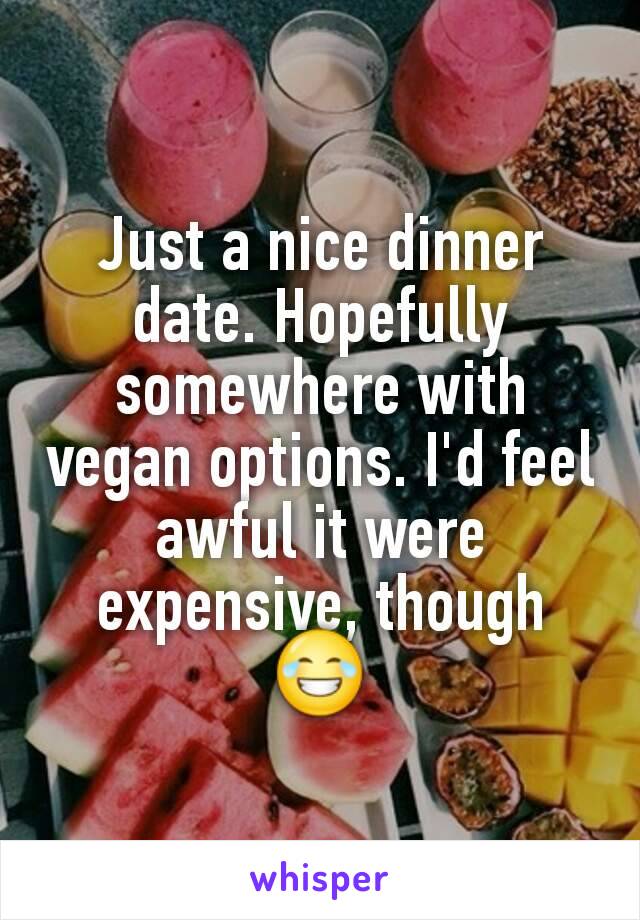 Just a nice dinner date. Hopefully somewhere with vegan options. I'd feel awful it were expensive, though 😂