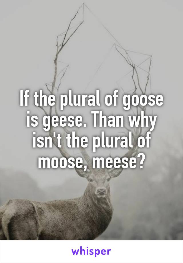 If the plural of goose is geese. Than why isn't the plural of moose, meese?