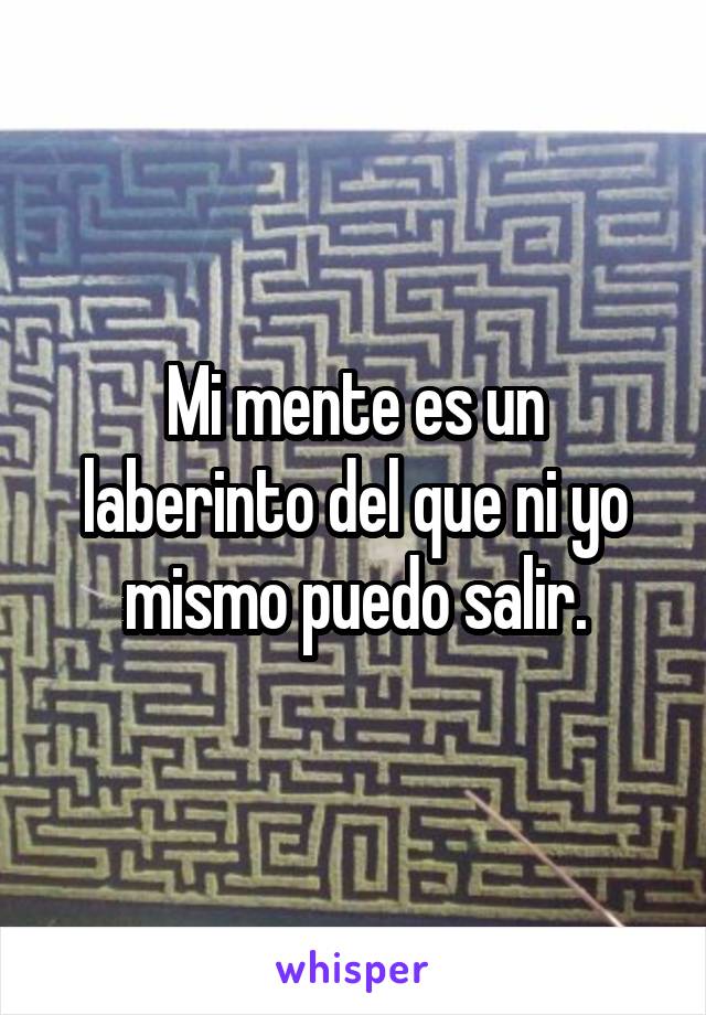 Mi mente es un laberinto del que ni yo mismo puedo salir.