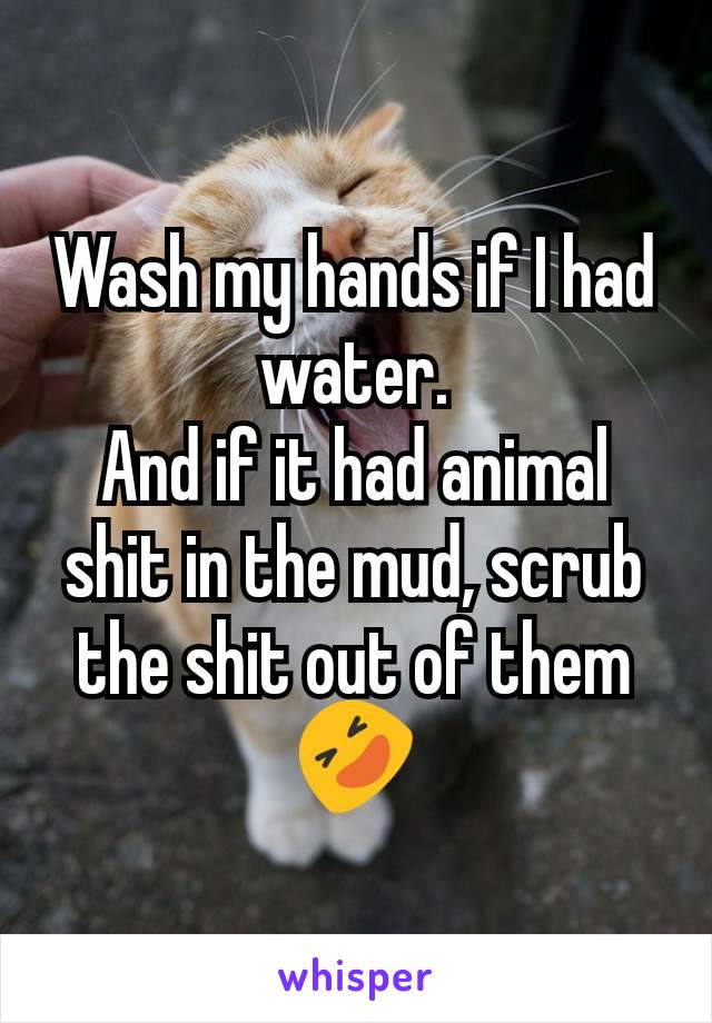 Wash my hands if I had water.
And if it had animal shit in the mud, scrub the shit out of them 🤣