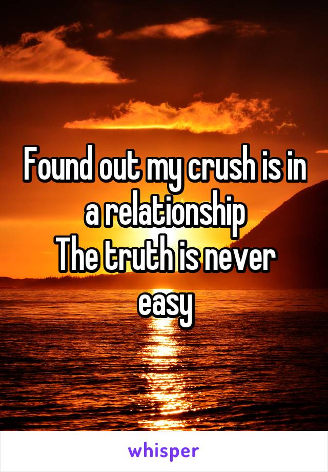 Found out my crush is in a relationship
The truth is never easy