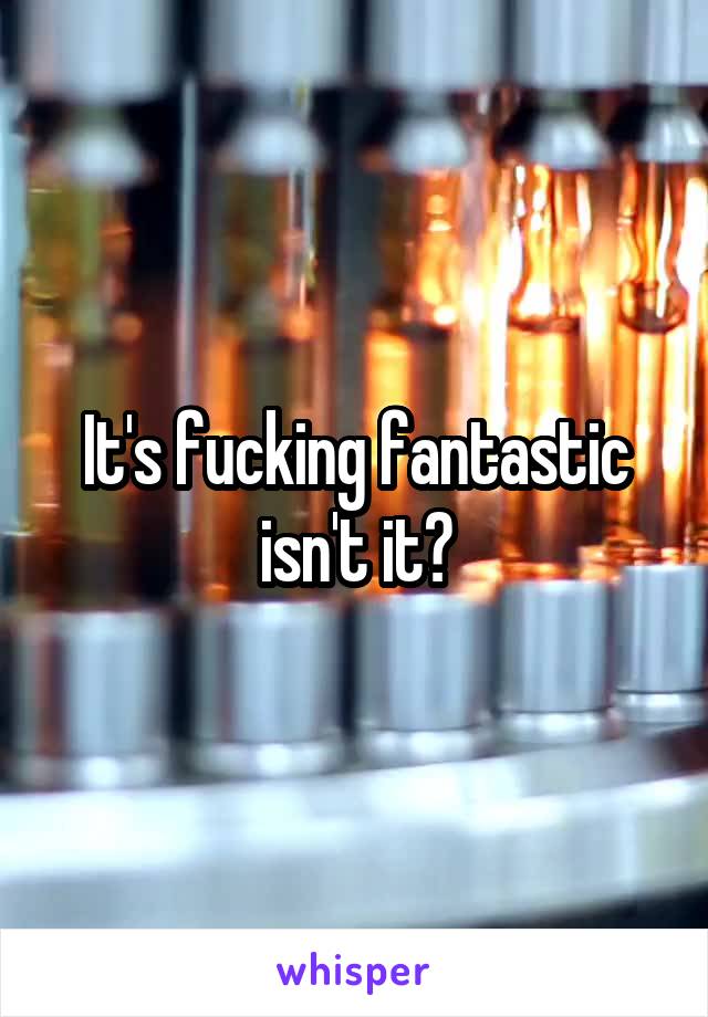 It's fucking fantastic isn't it?