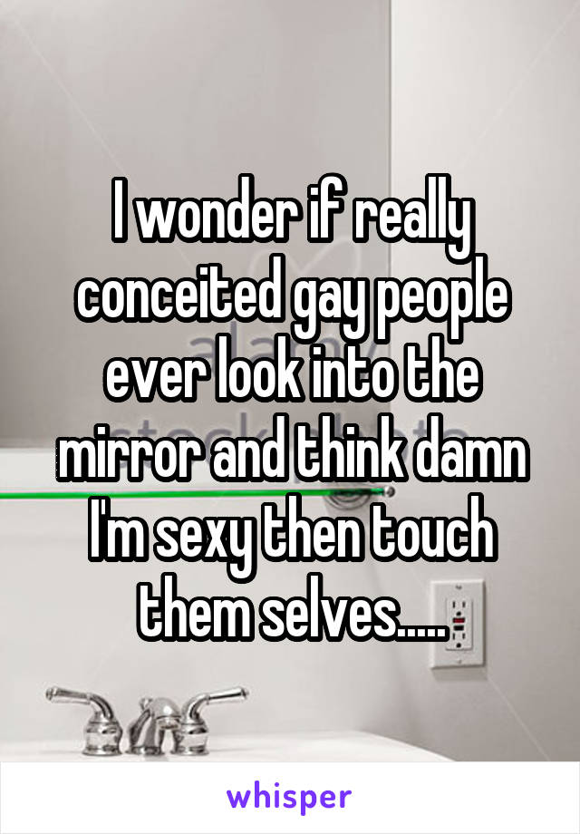 I wonder if really conceited gay people ever look into the mirror and think damn I'm sexy then touch them selves.....