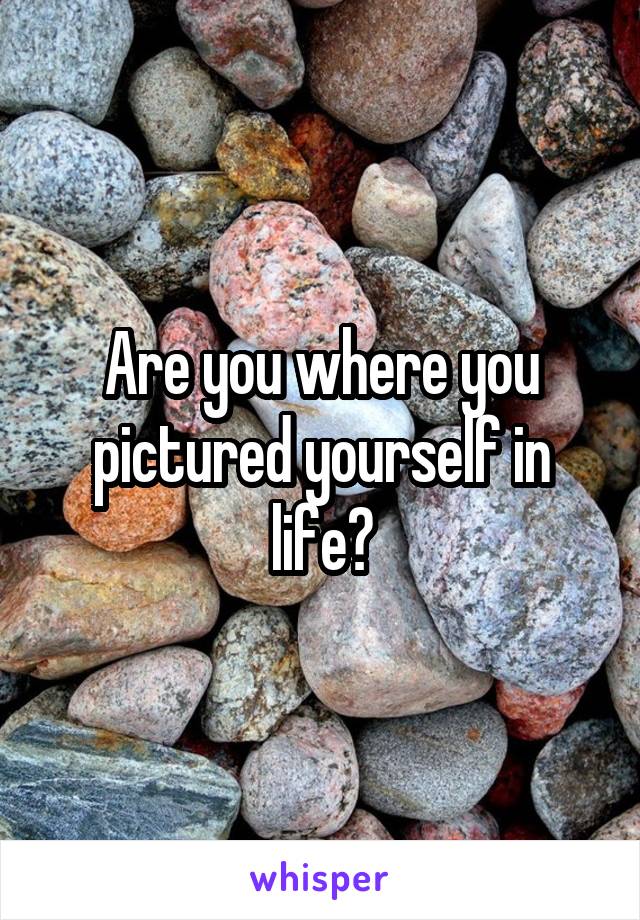 Are you where you pictured yourself in life?