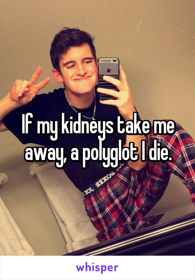 If my kidneys take me away, a polyglot I die.